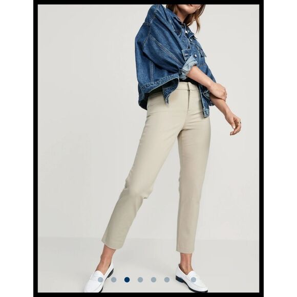 NWT Old Navy High Rise Pixie Skinny Ankle Pants Khaki Cream Tan 12 NEW - Picture 1 of 9